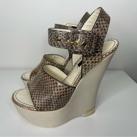 Louis Vuitton Brown Snakeskin Platform Wedges Sz 39 - Picture 4 of 7